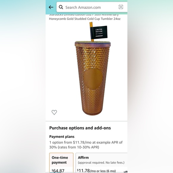 Starbucks Limited Edition 2021 50th Anniversary Honeycomb tumbler. - Picture 2 of 4